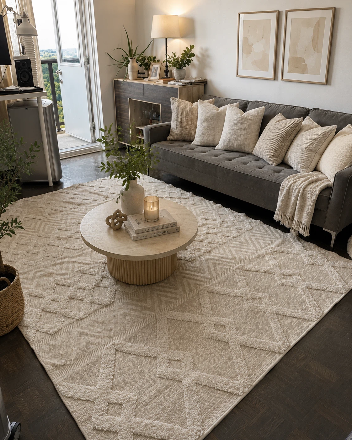Sabrina Soto Casa Southwestern Cotton Beige Area Rug (6’4” × 9’)