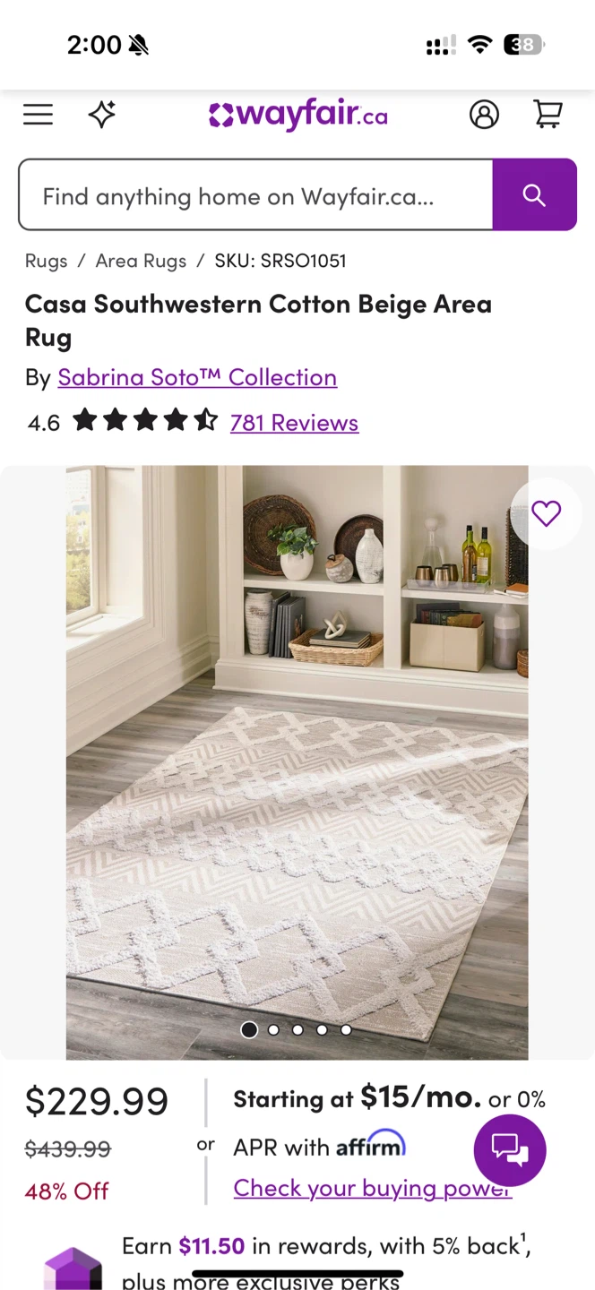 Sabrina Soto Casa Southwestern Cotton Beige Area Rug (6’4” × 9’) - photo 2