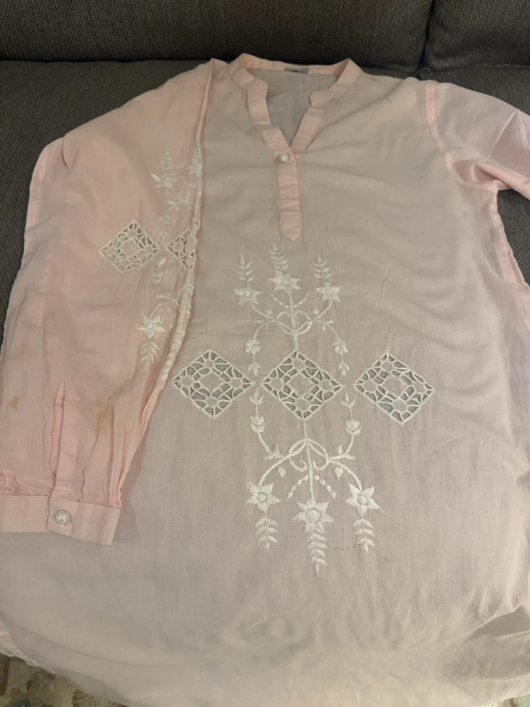 Pink Embroidered Tunic Top