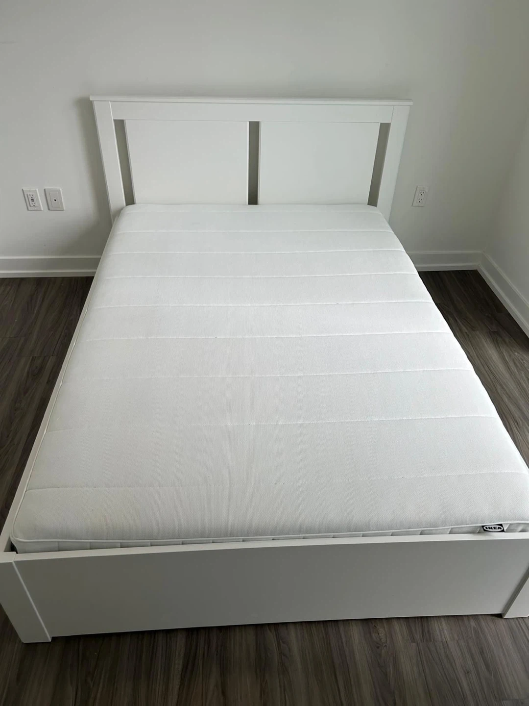 IKEA White Queen Bed Frame and Mattress