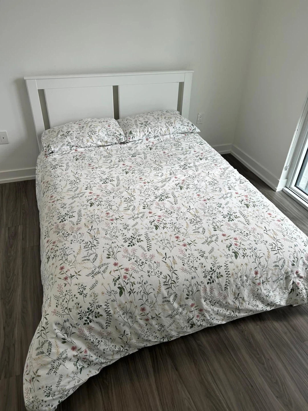 IKEA White Queen Bed Frame and Mattress - photo 2