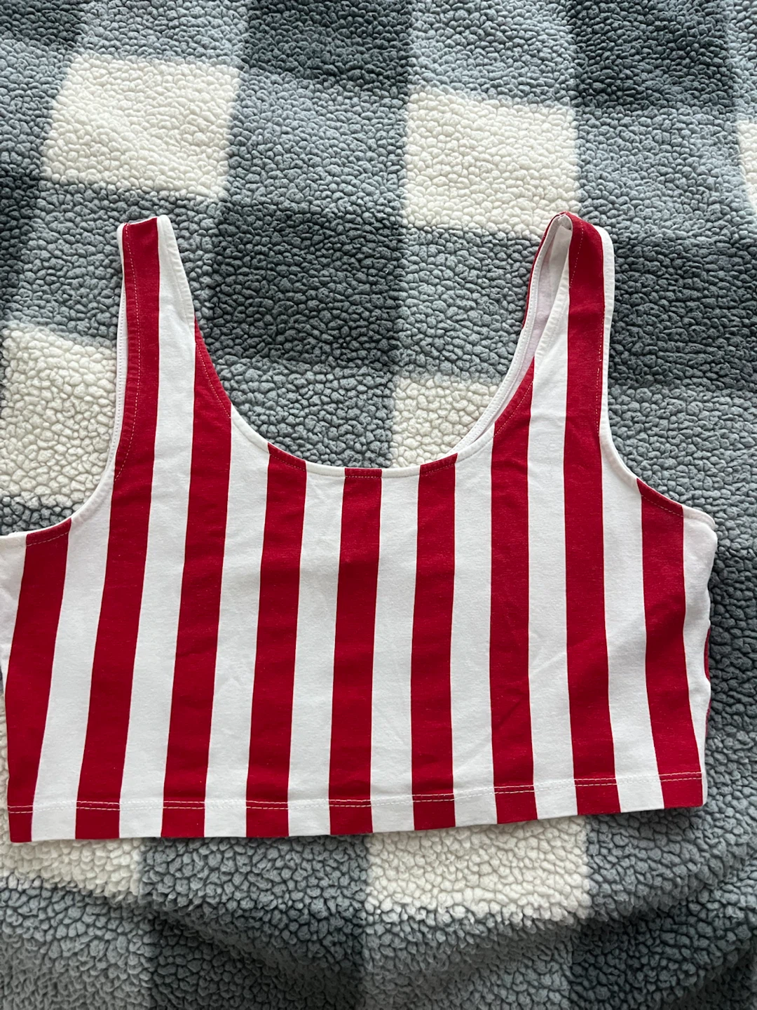 H&M Divided Red & White Striped Crop Top Tank