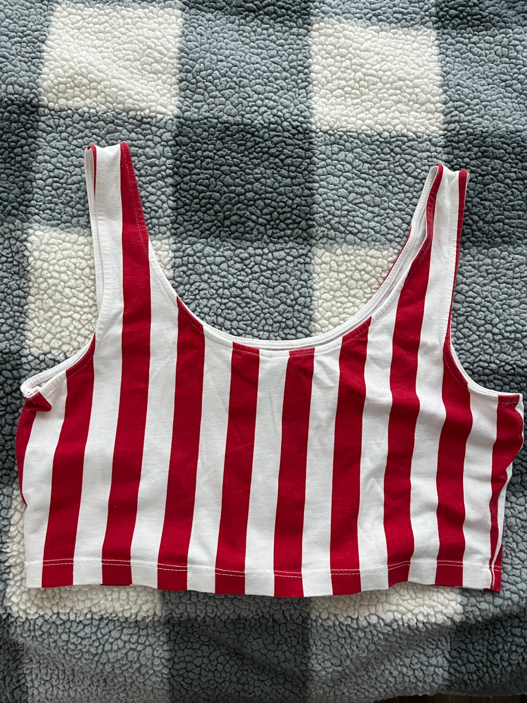 H&M Divided Red & White Striped Crop Top Tank - photo 2