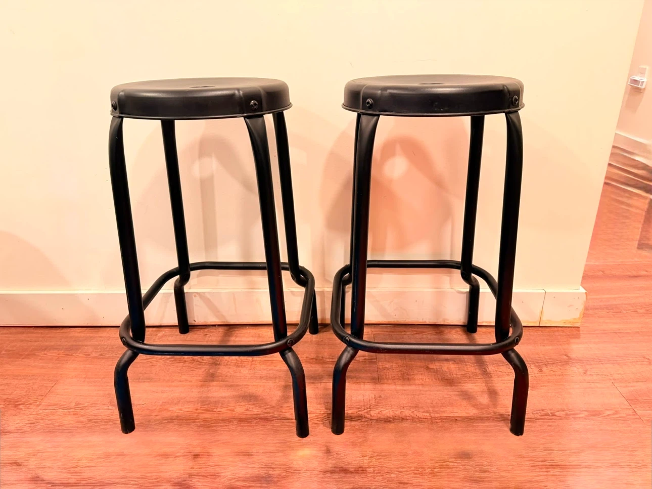 Pair of IKEA RÅSKOG Metal Bar Stools - Black (Discontinued)