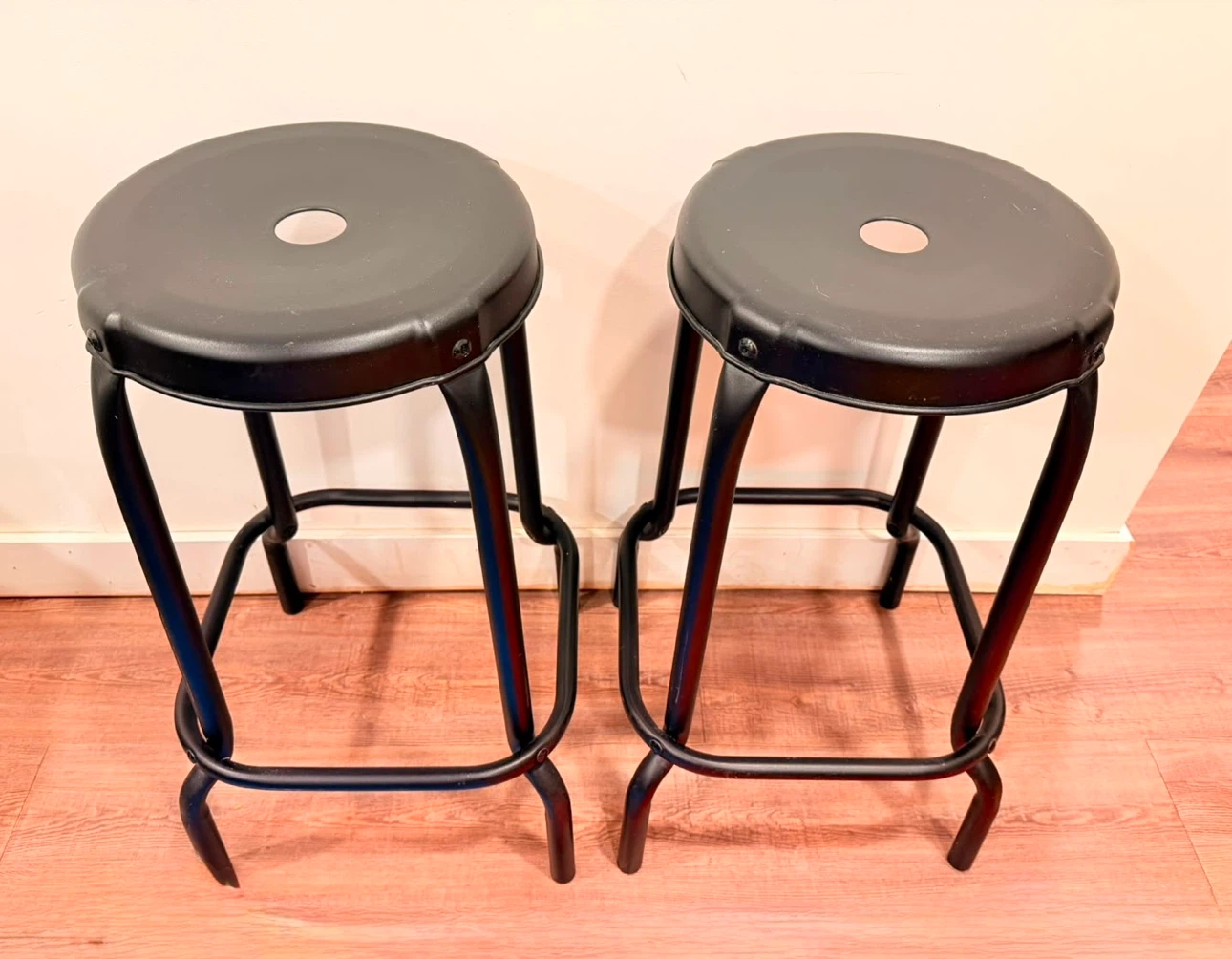 Pair of IKEA RÅSKOG Metal Bar Stools - Black (Discontinued) - photo 2