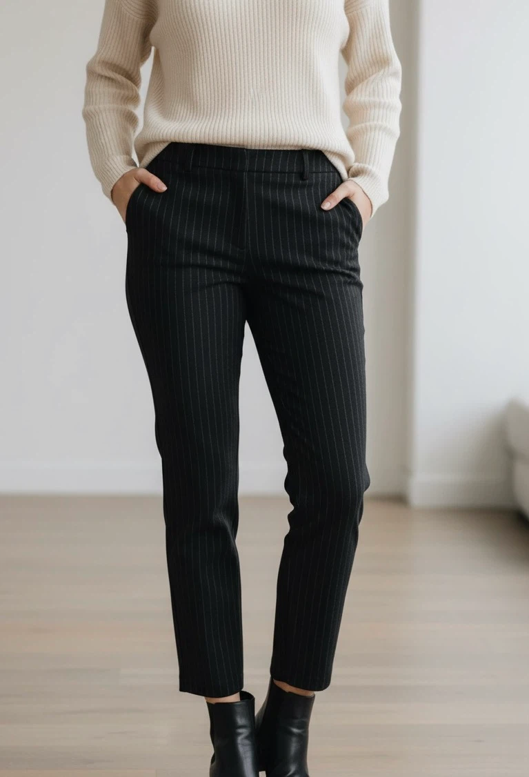 Black Pinstripe Capri-Pants by Zara