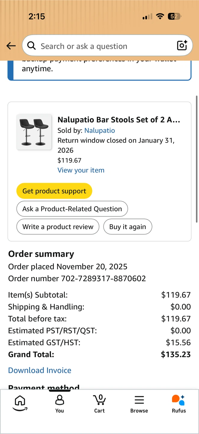 Brand New Bar Stools Set of 2 - Black - photo 2