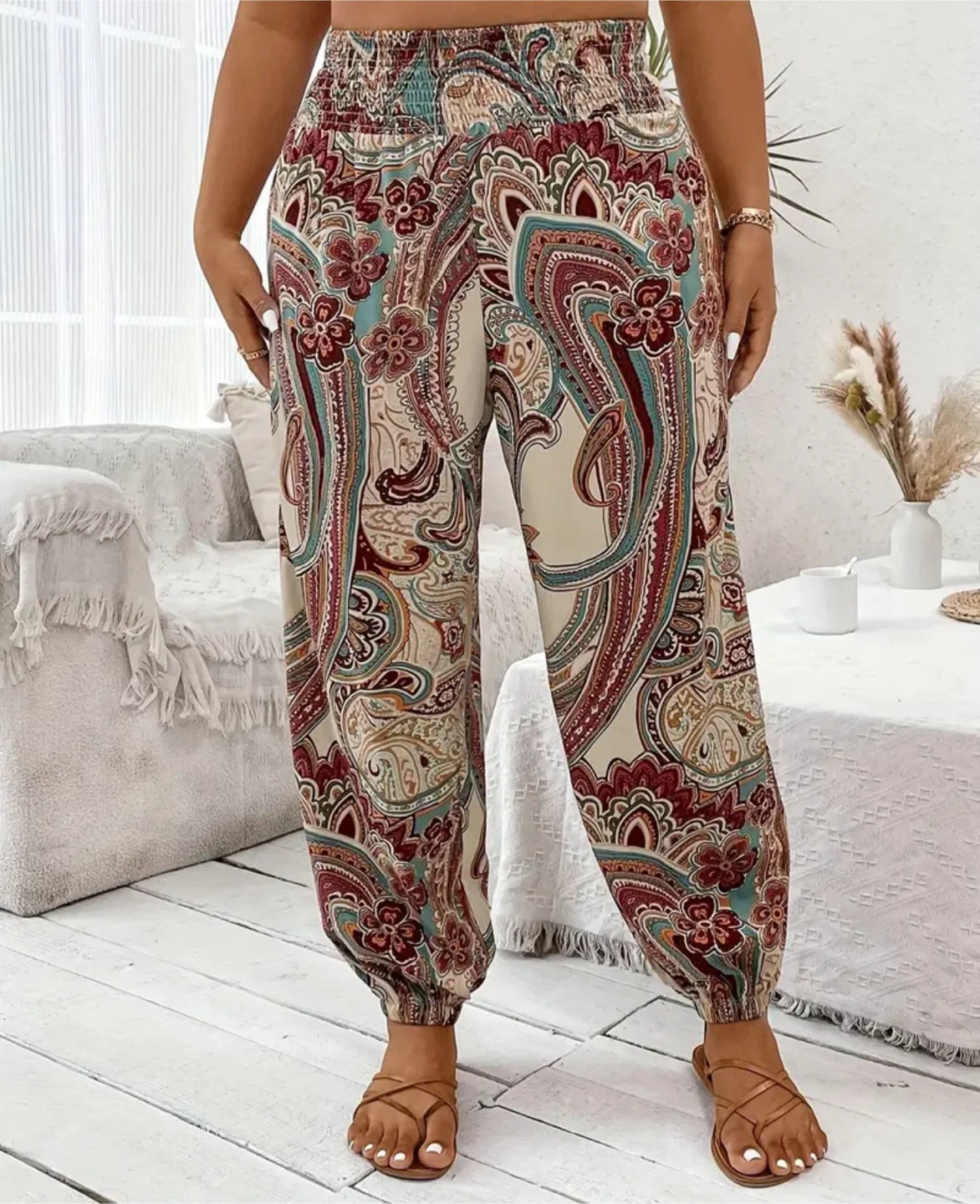Multi Coloured Bohemian Print Pant & Ivory Top