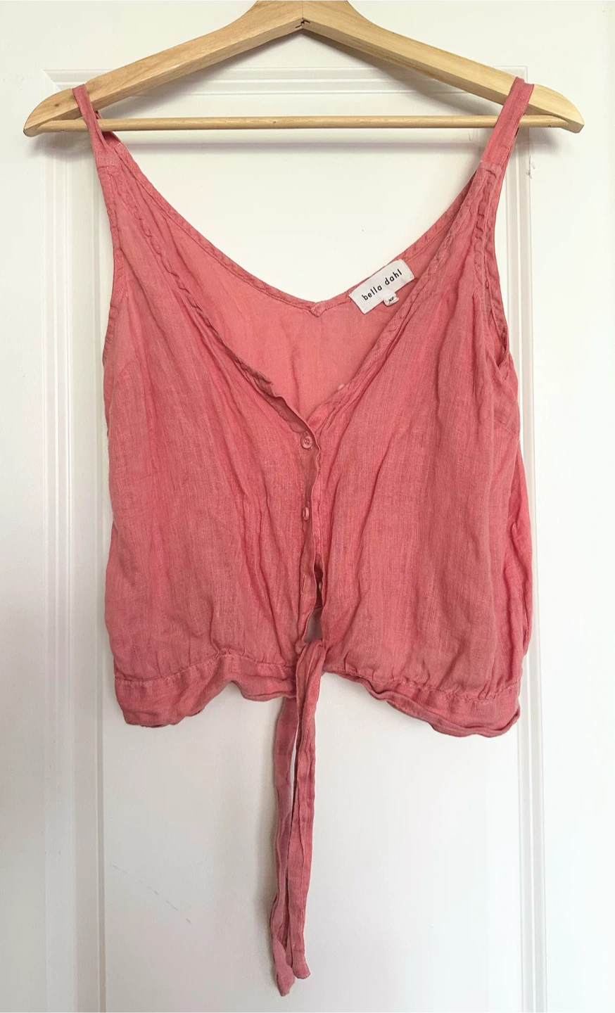 Bella Dahl Tie Waist Button Front Tank Coral XS - photo 4