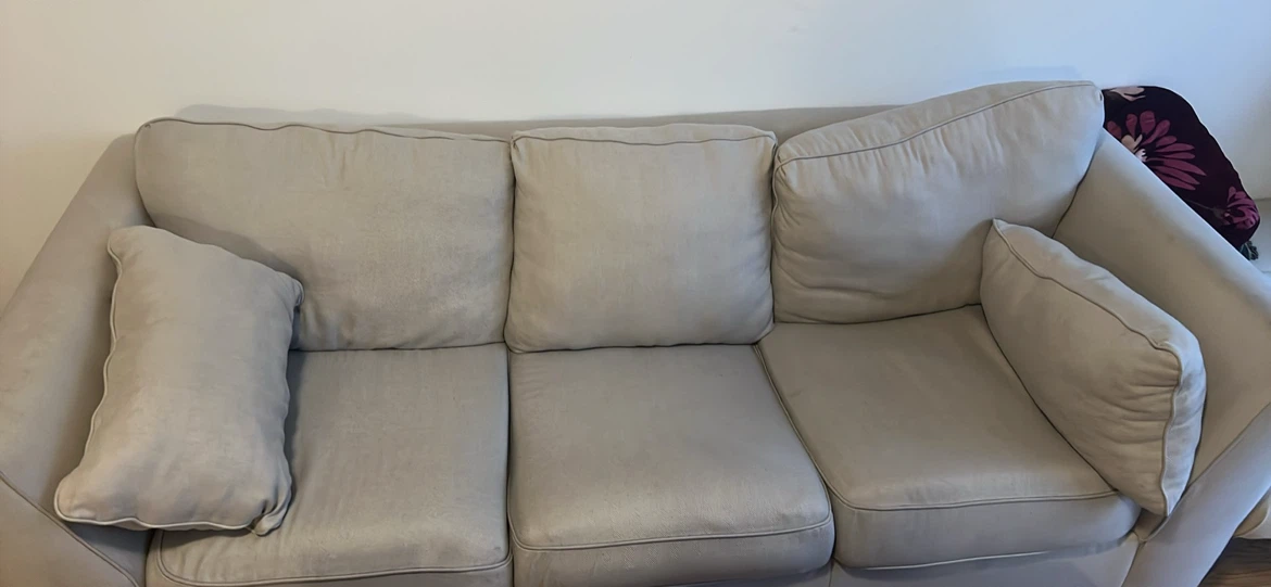 Beige Sectional Sofa with Pillows - photo 2