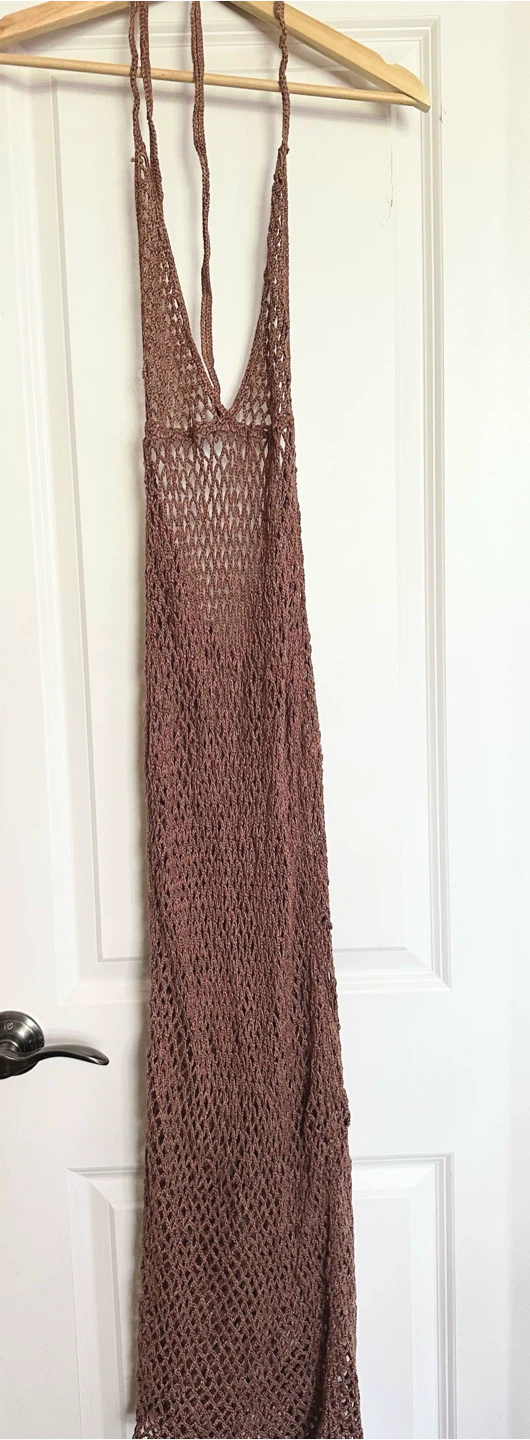 437 Brown Crochet Dress beach cover