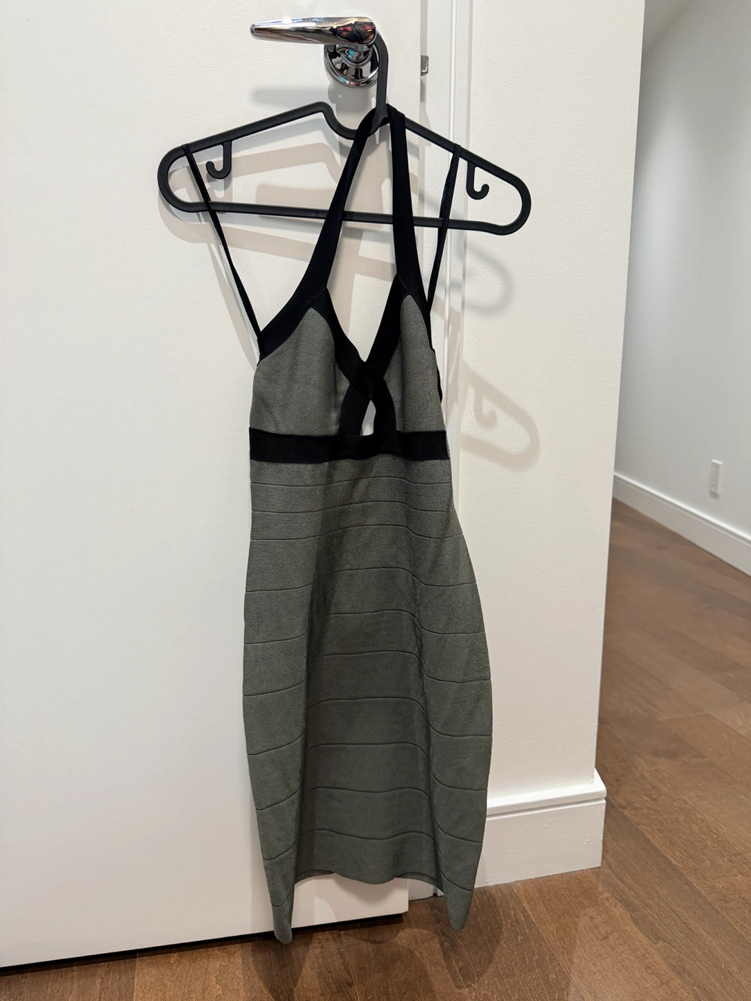 Bebe Grey Bandage Halter Dress