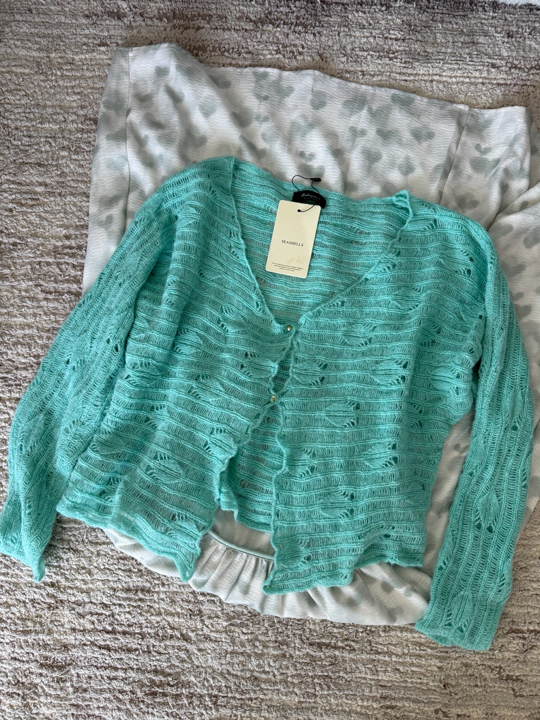 Two Pieces Green Knit Cardigan and dress Size M - photo 2