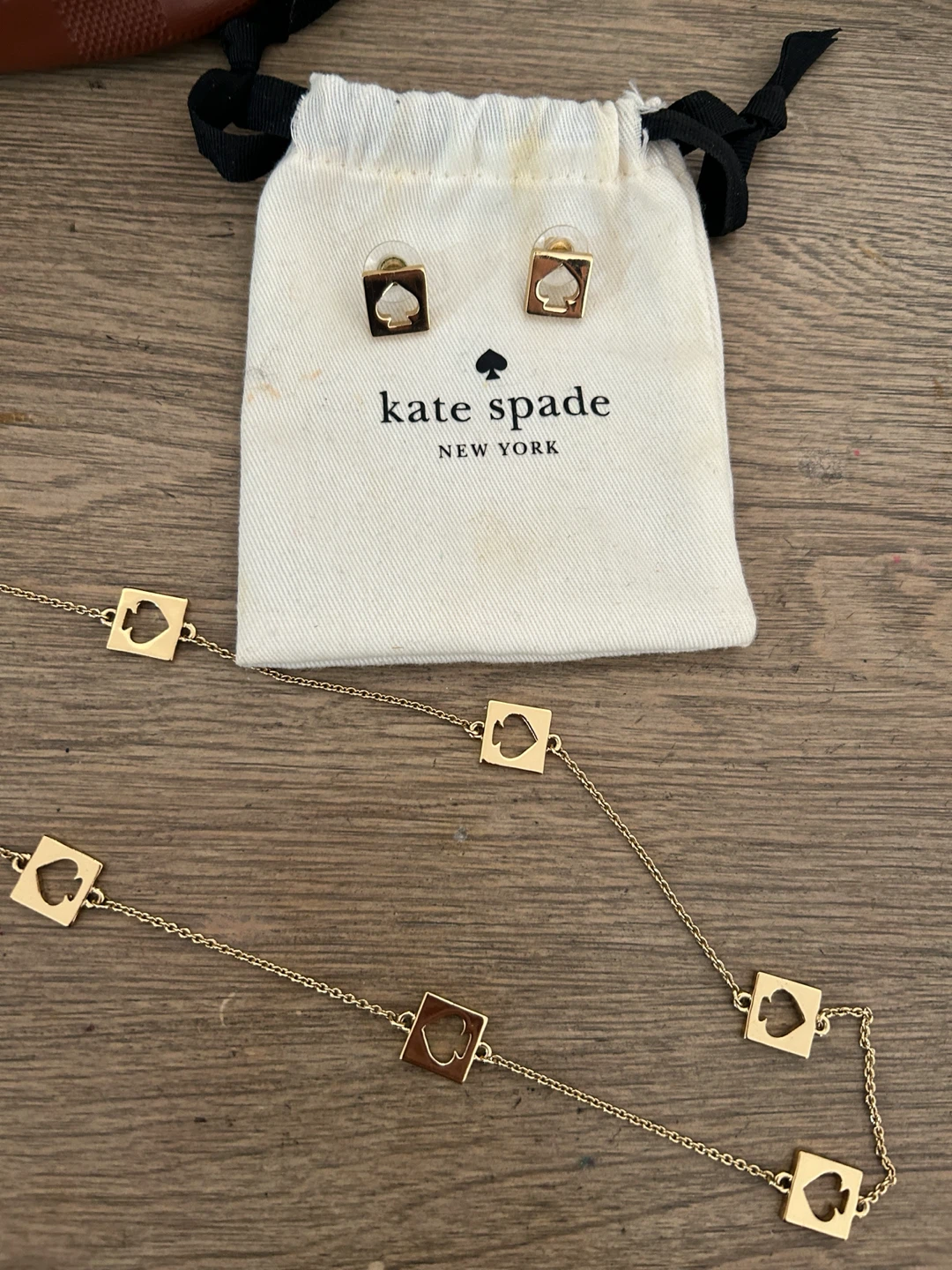 Kate Spade Gold Tone Necklace and Stud Earrings Set