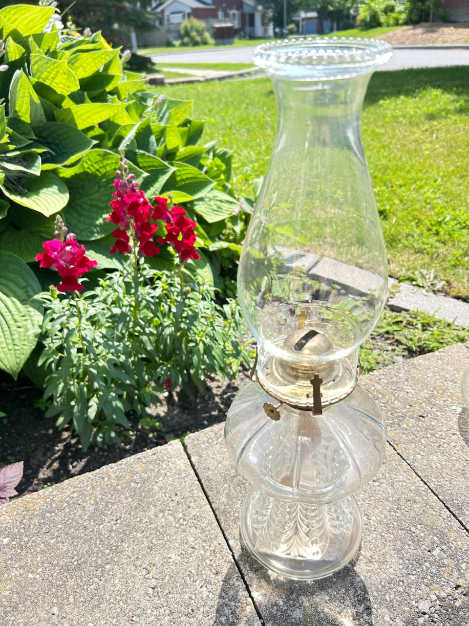 Set of 3 Vintage Glass Oil Lamps - photo 3