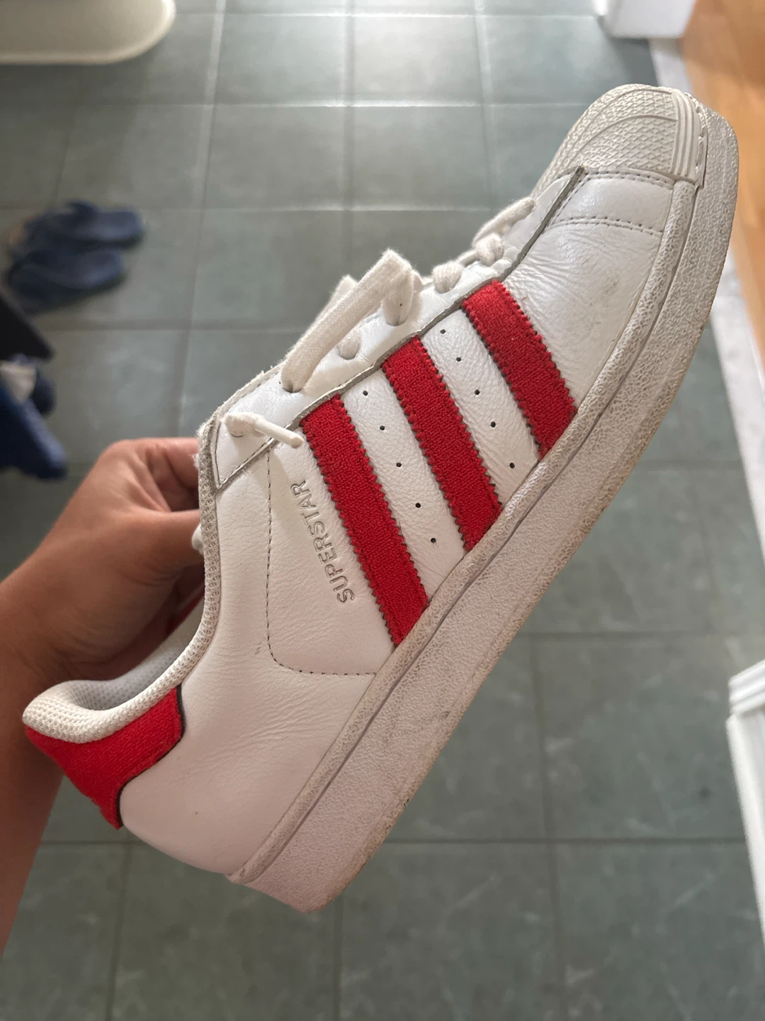 Adidas Superstar White Red Shoes Size 9 US