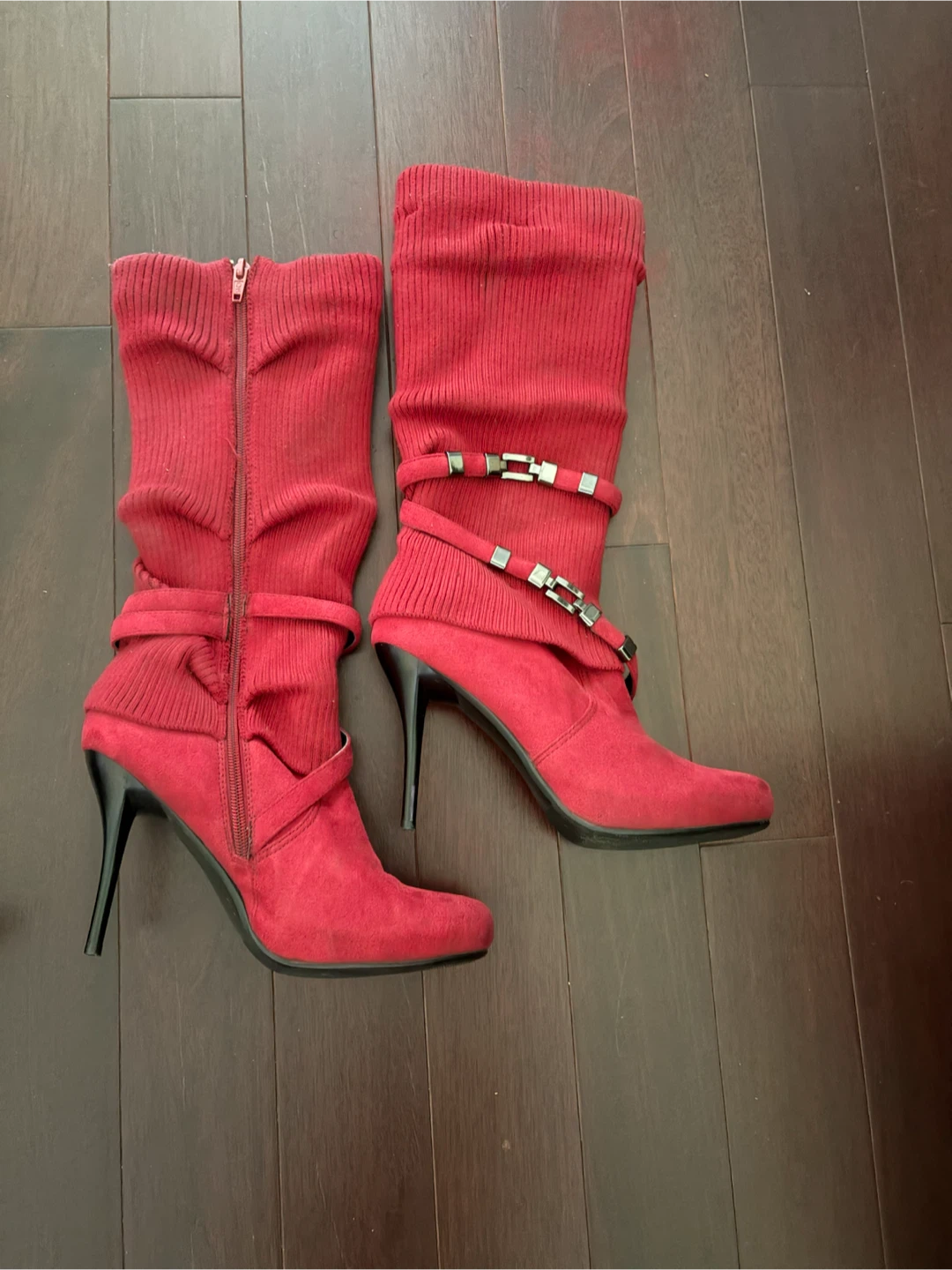 Red Heeled Suede Boots
