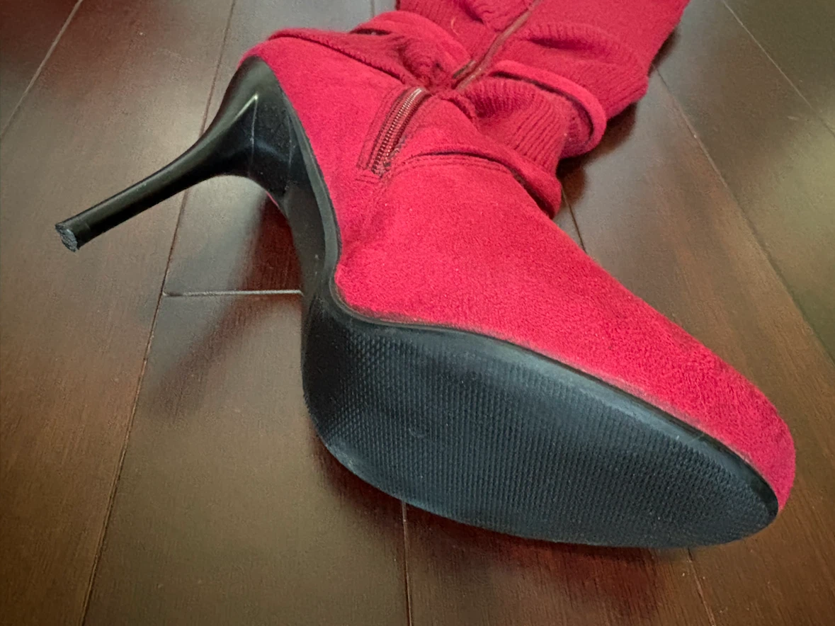 Red Heeled Suede Boots - photo 2