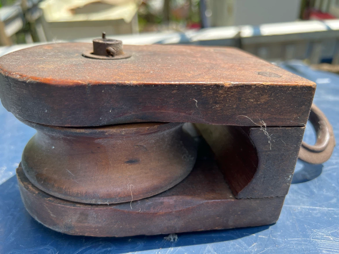 Antique Wooden Barn Pulley Fixed Axle Disc Great Decoration