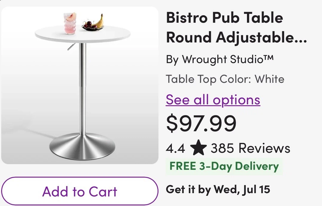 Wrought Studio Adjustable Height Pub Table - photo 3