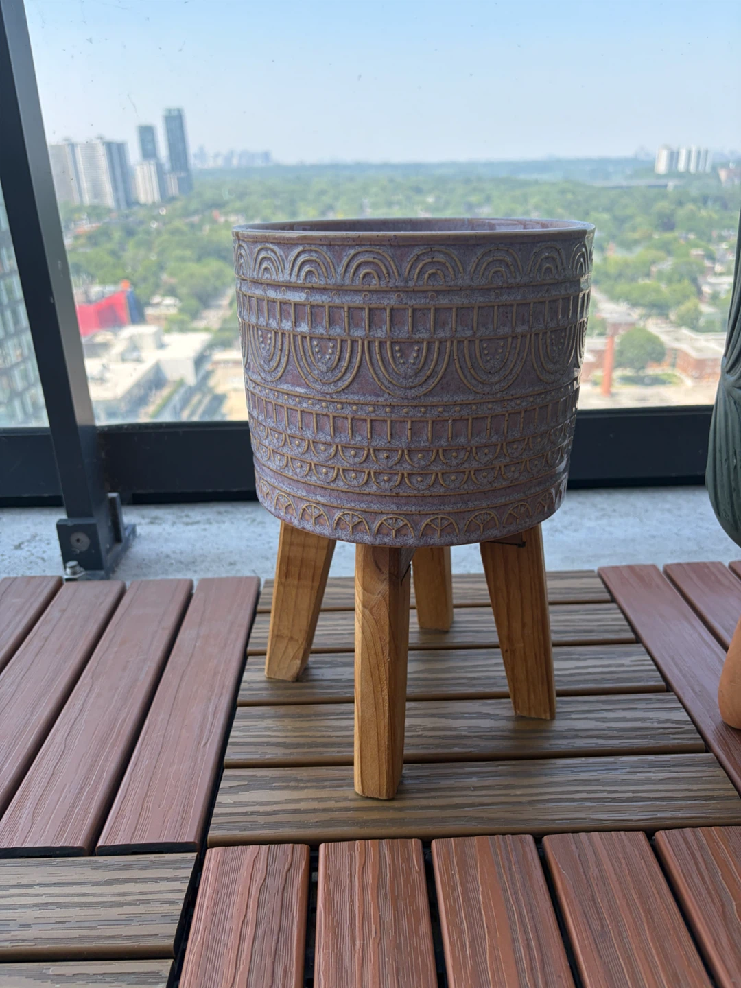 Decorative Ceramic Plant Pots with Wooden Stand - photo 3