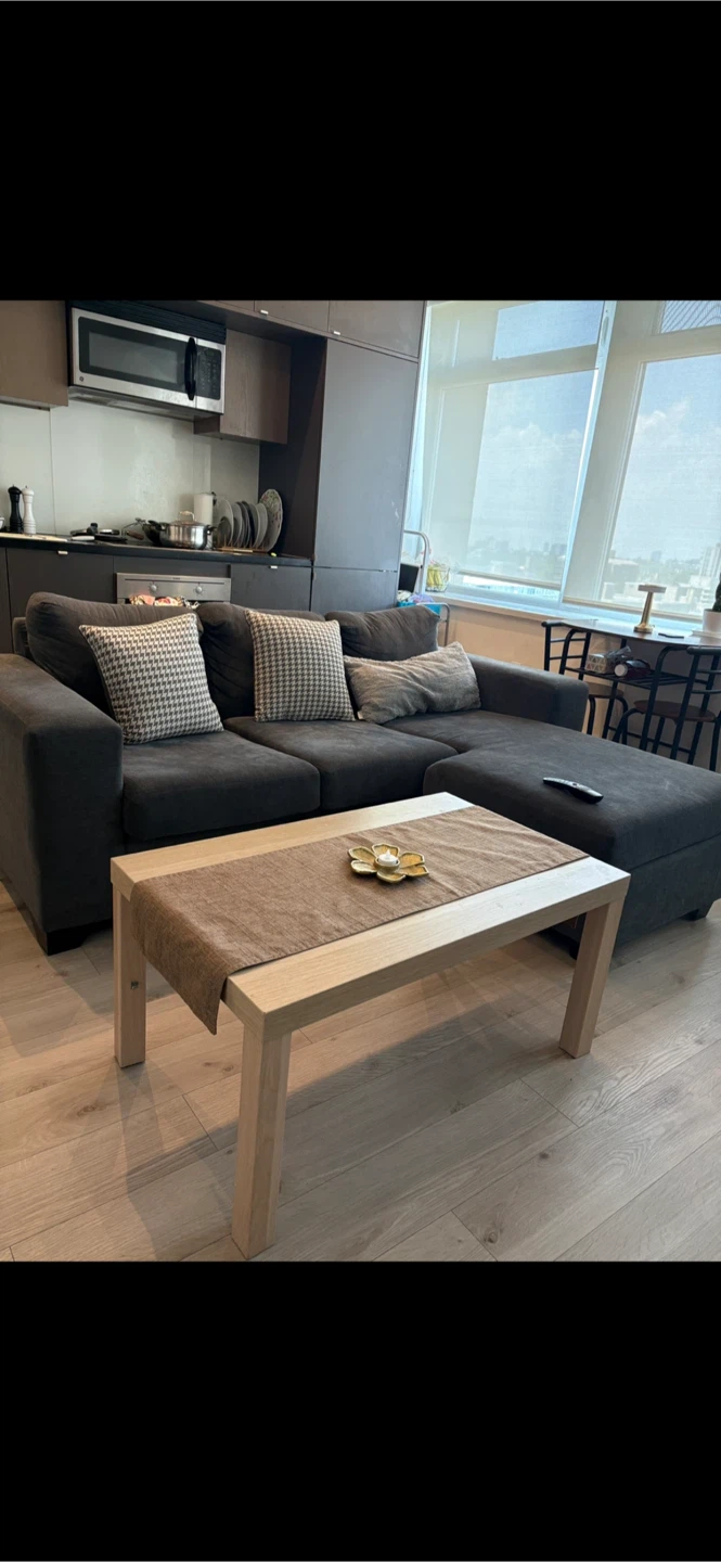 Dark Grey Sectional Sofa with Ottoman