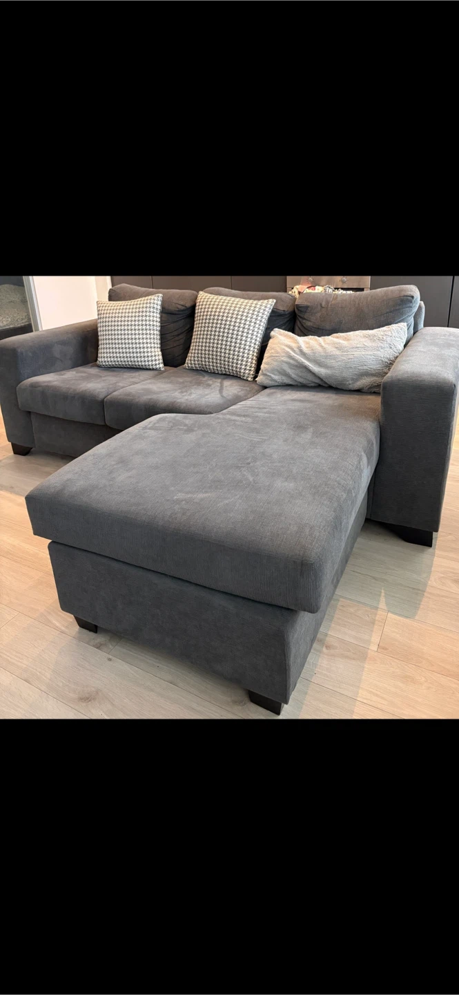 Dark Grey Sectional Sofa with Ottoman - photo 4