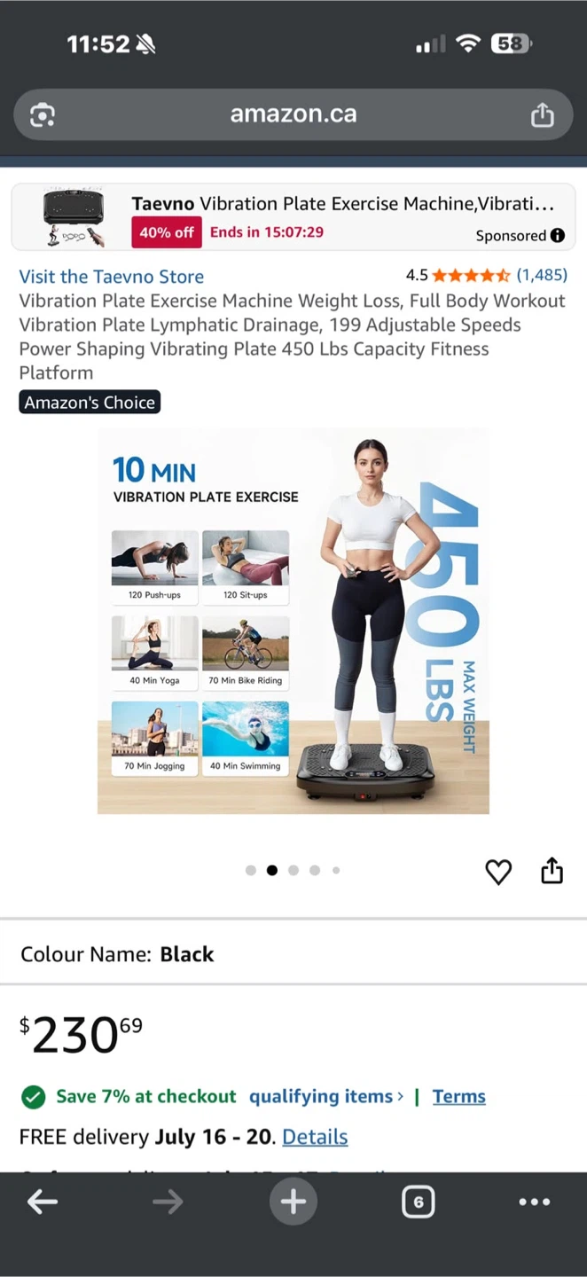 Taevno Vibration Plate Exercise Machine - Black