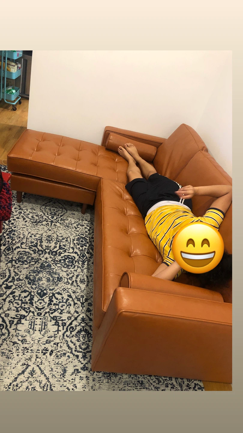 L-shaped leather couch - photo 2