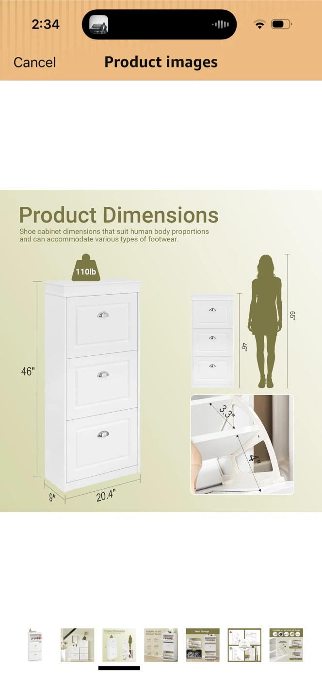 3-Tier Shoe Cabinet Storage Organizer - photo 2