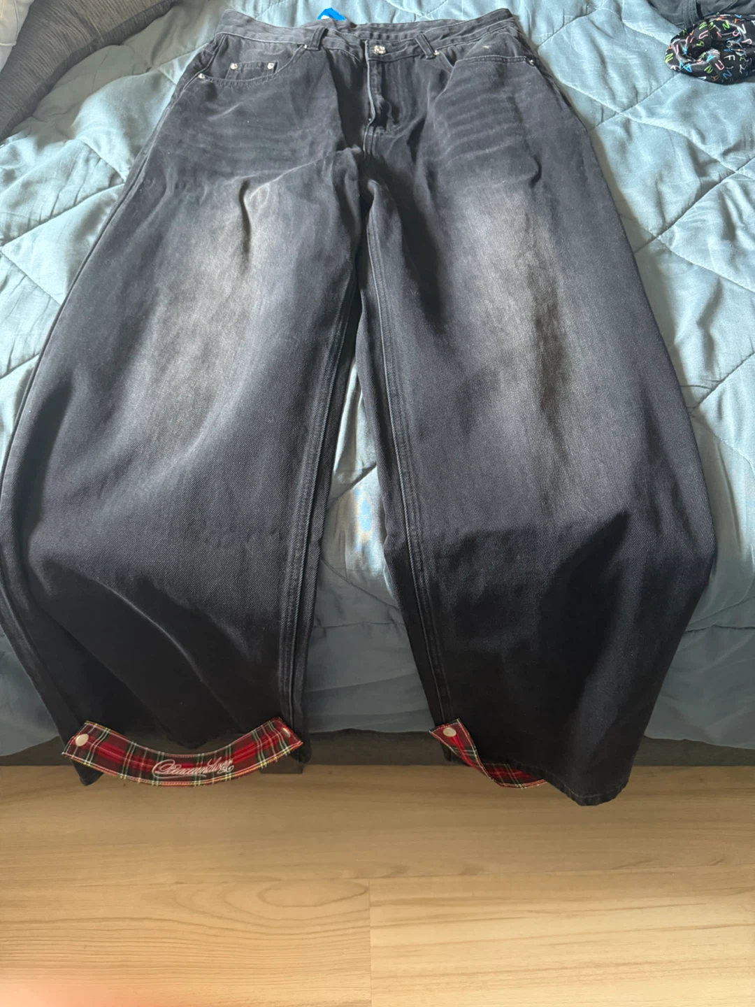 Black Wide Leg Jeans peace in war - photo 2
