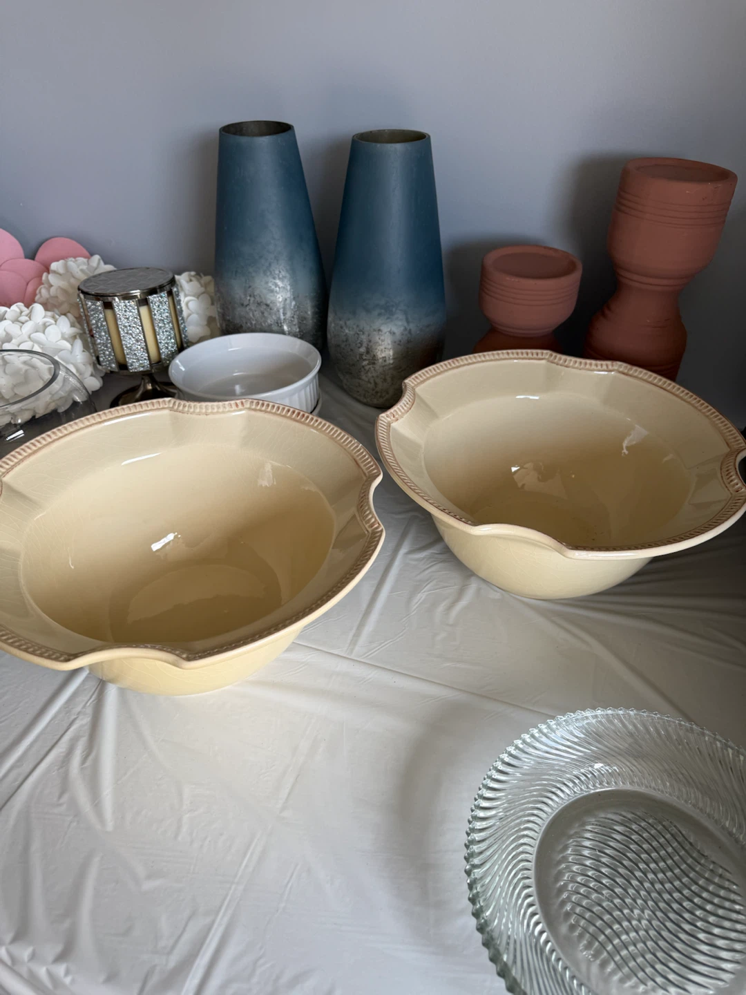 Cream coloured serving bowls