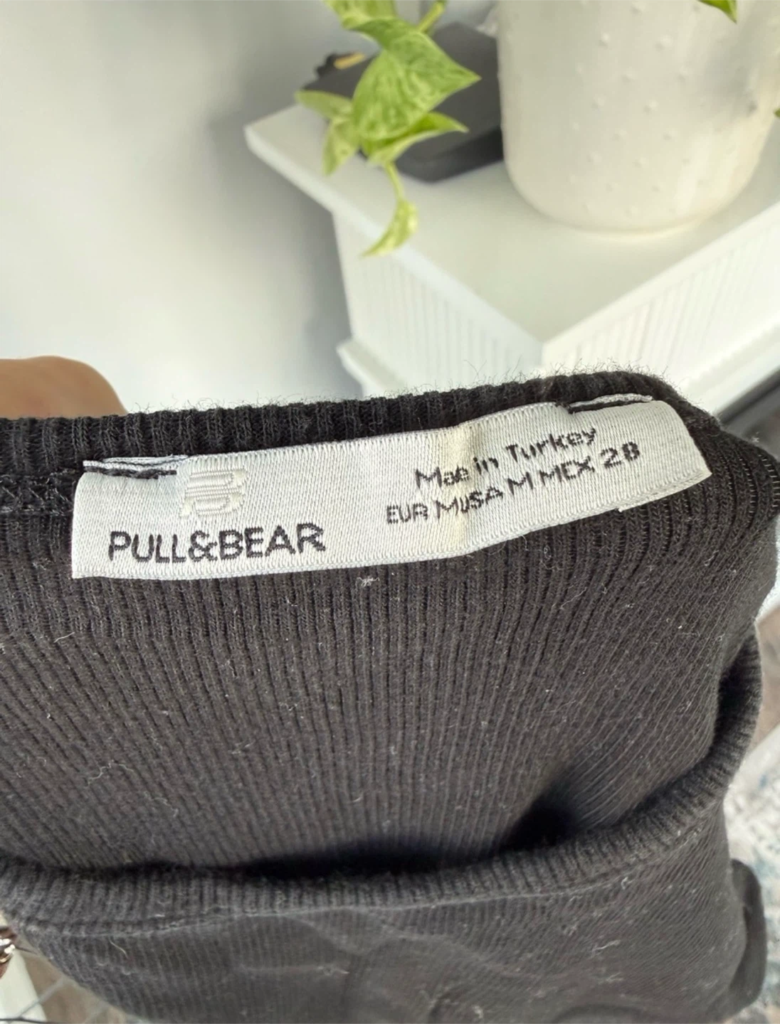 Pull & Bear Black Ribbed Cropped Long Sleeve Top - photo 4