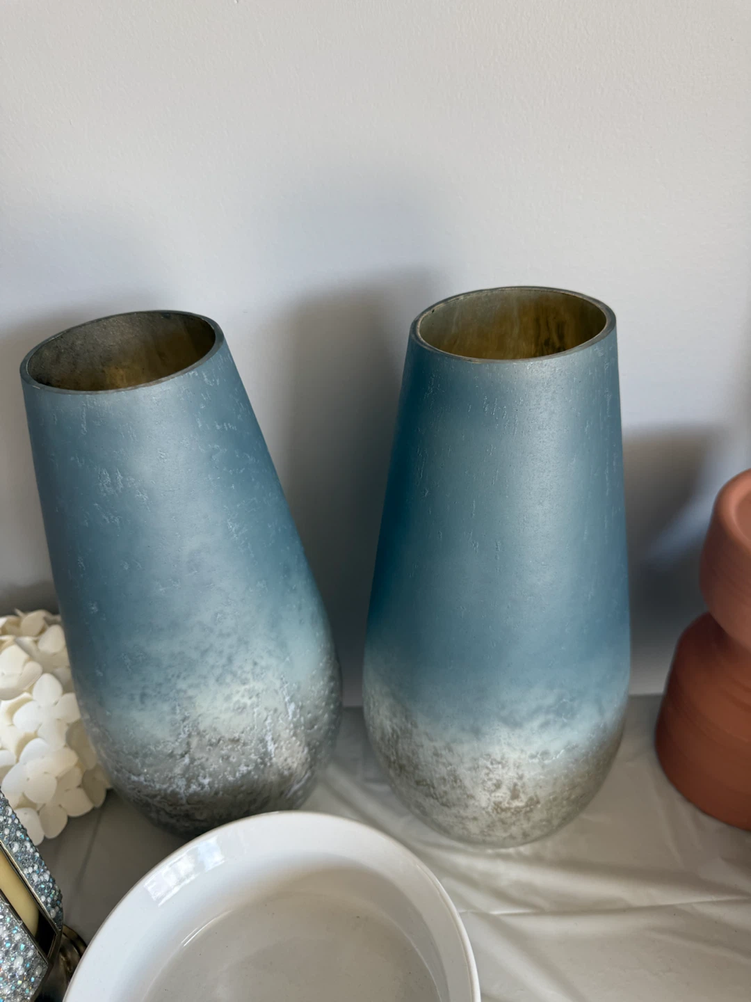 Pair of Blue Ombre Glass Vases Never used