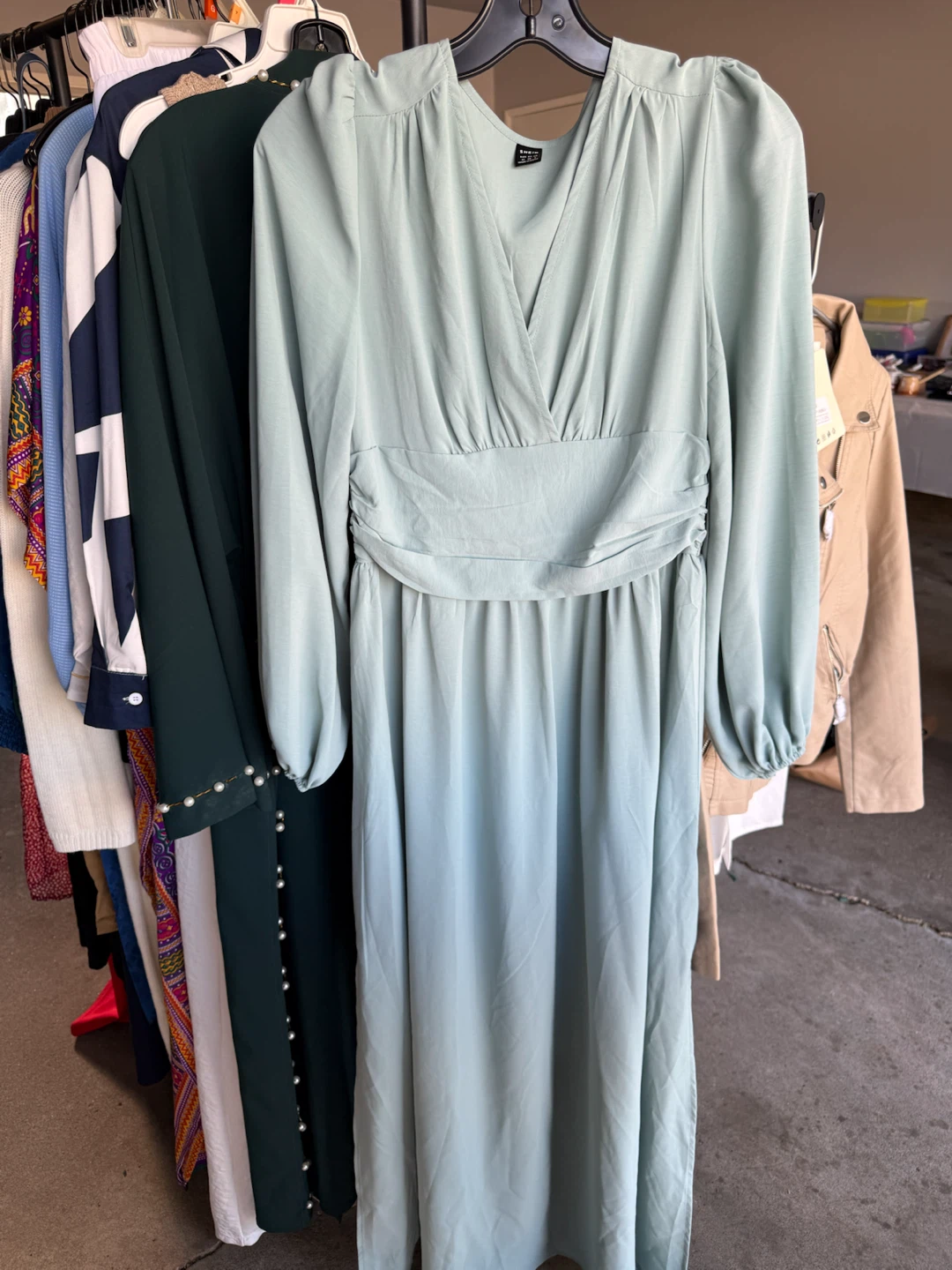 Light Blue Long Sleeve Maxi Dress