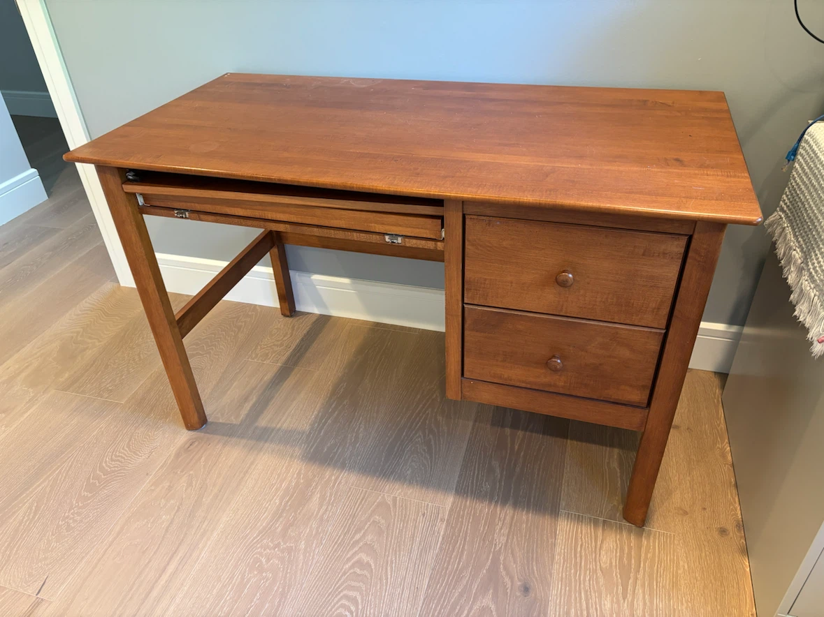 Solid oak Desk with Keyboard Tray and Two Drawers