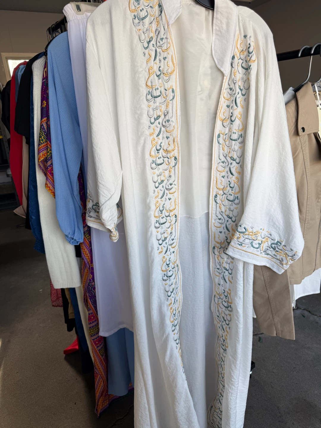 White Embroidered Abaya Never Worn