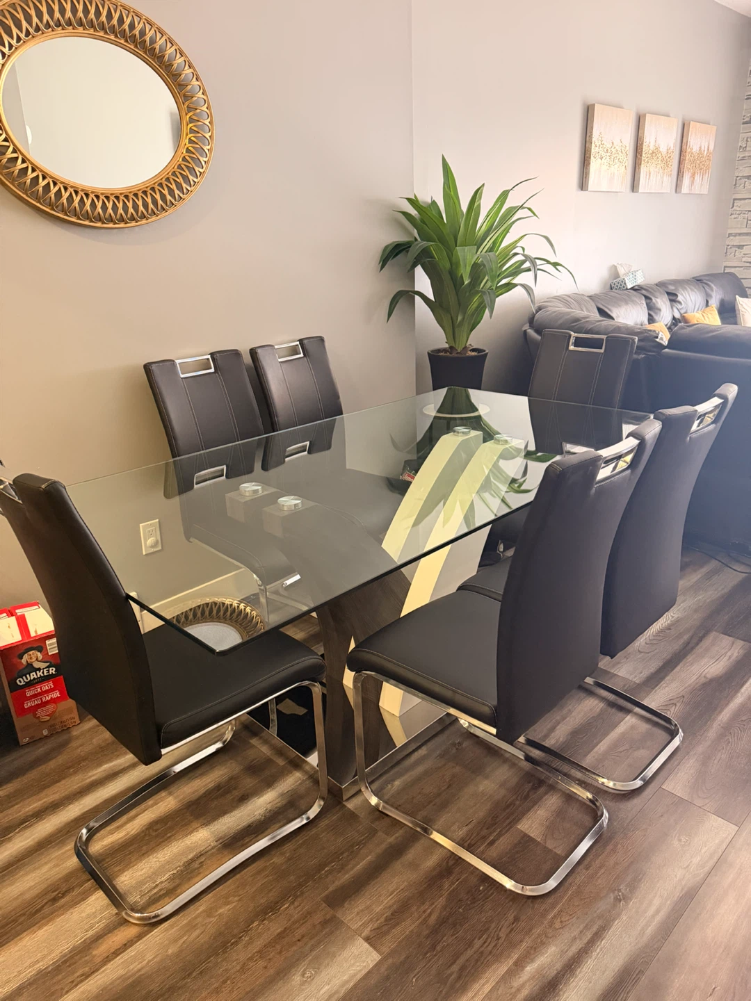 Glass Dining Table with 6 Chairs