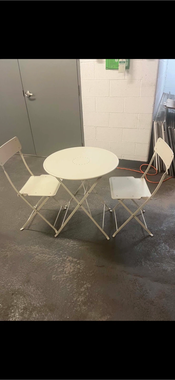 White Bistro Table and 2 Chairs Set