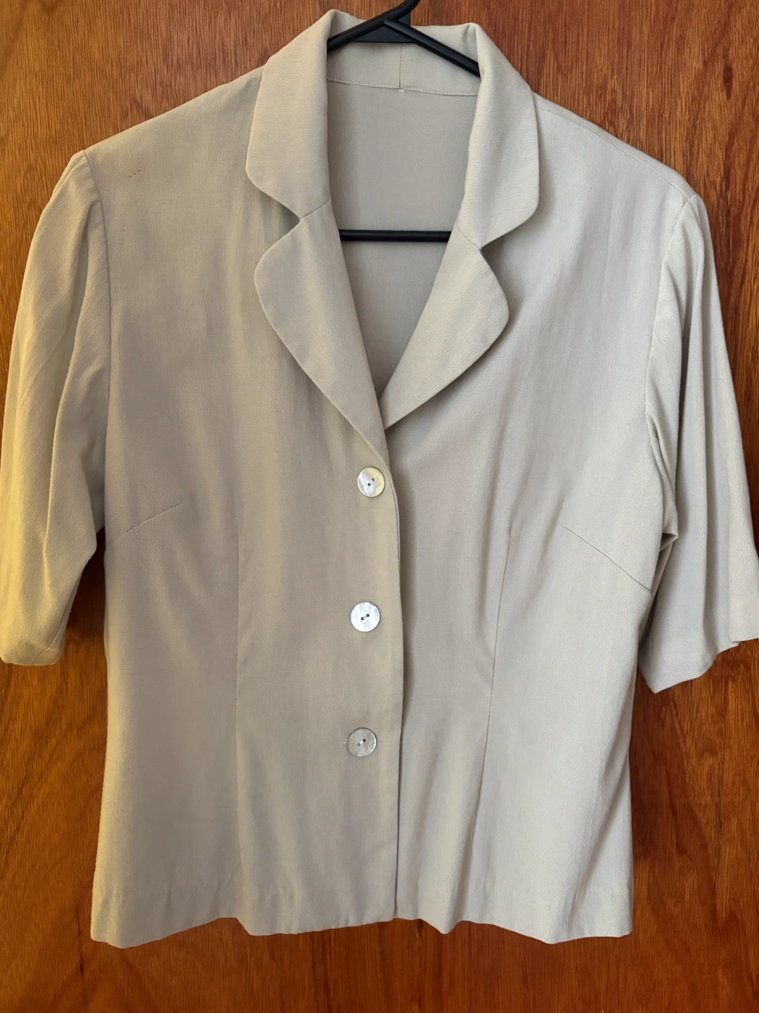 Women's Beige Button-Up Blouse
