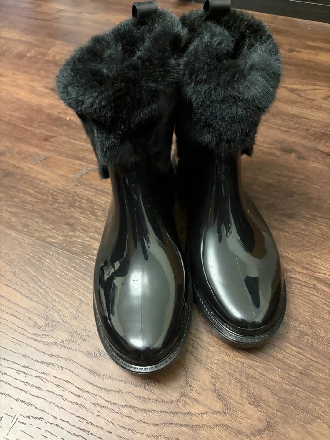Michael Kors Black Fur Trimmed Rain Boots