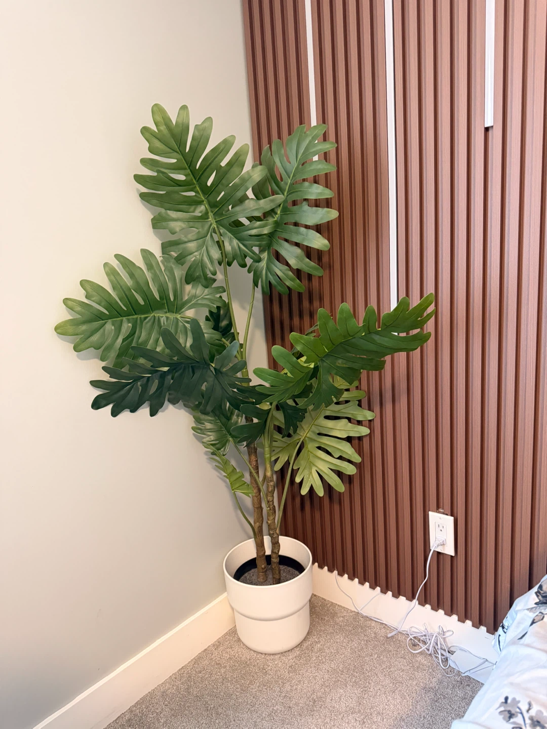 Artificial Philodendron Plant in White Pot