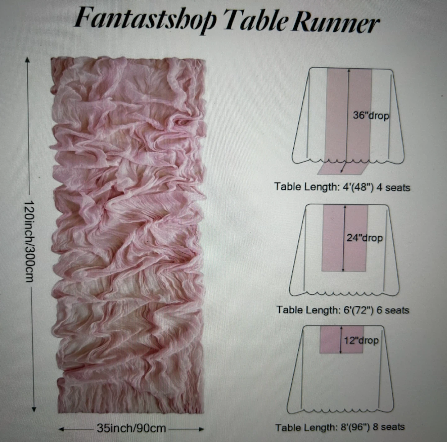 Table Runners 120" x 35" (2pink, 2champagne, 1white) - photo 2