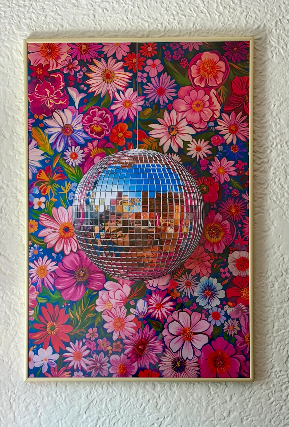 Wall Art Framed Floral Disco Ball Print