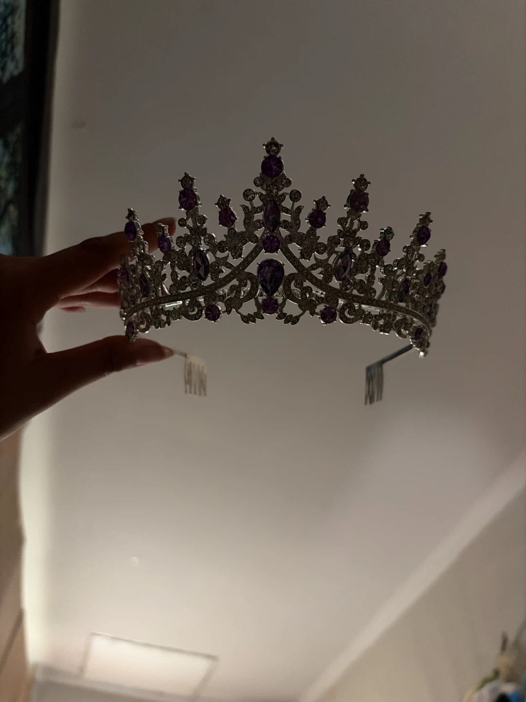 Silver Tiara with Purple Gems