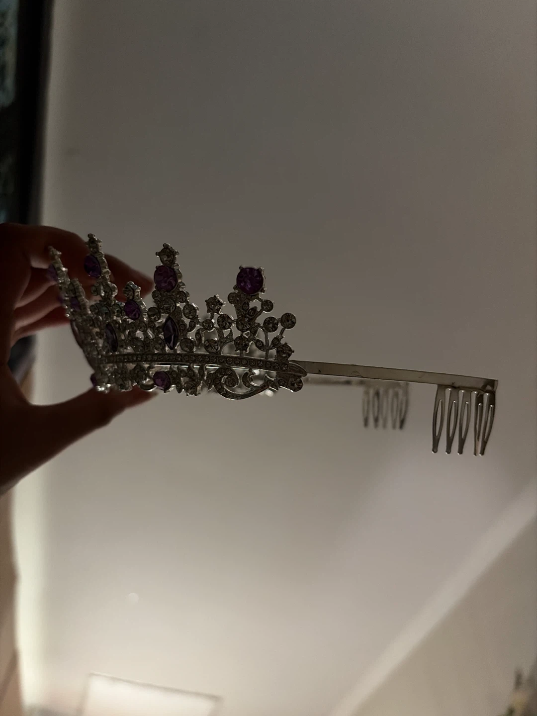 Silver Tiara with Purple Gems - photo 2