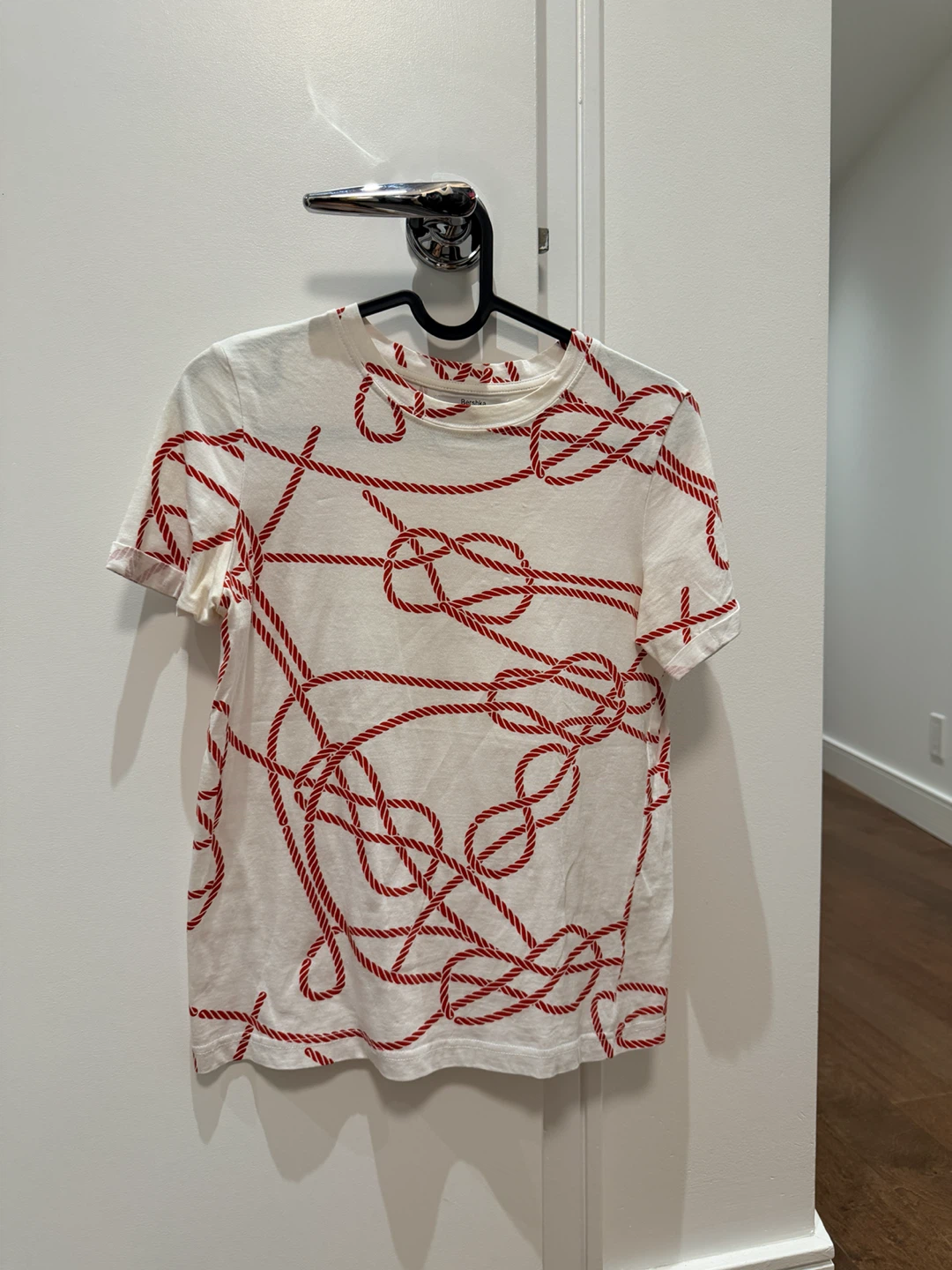 Bershka White Rope Print T-Shirt XS