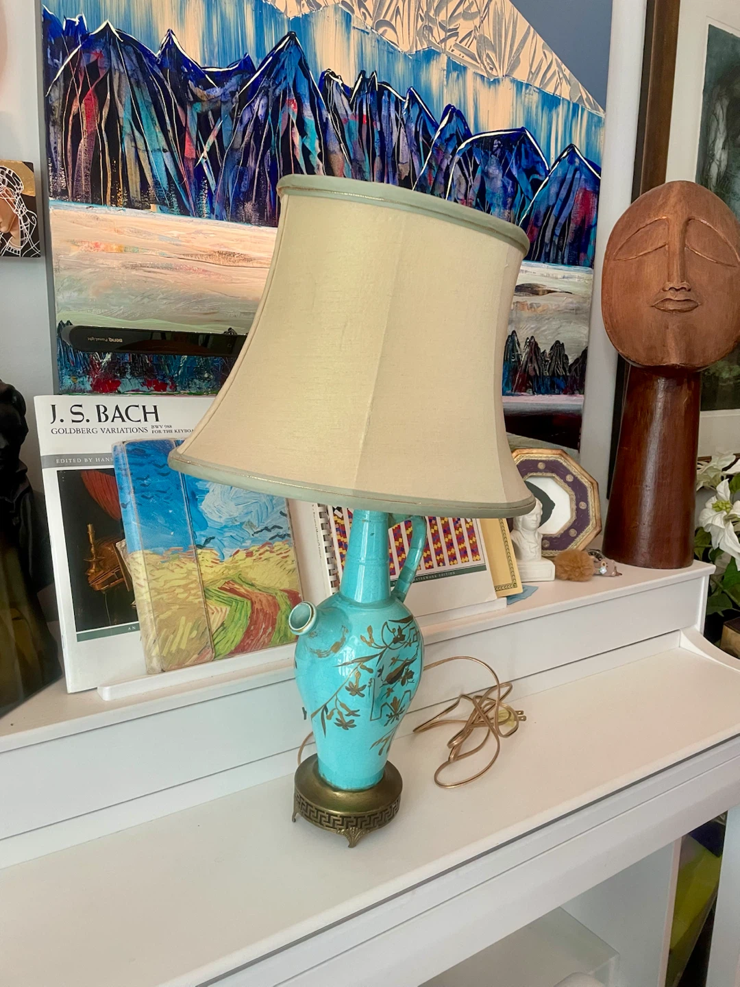 Vintage Chinoiserie Ceramic Table Lamp