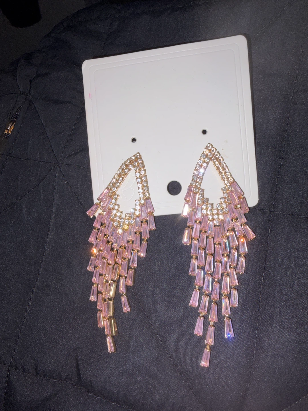 Pink Gem Drop Earrings