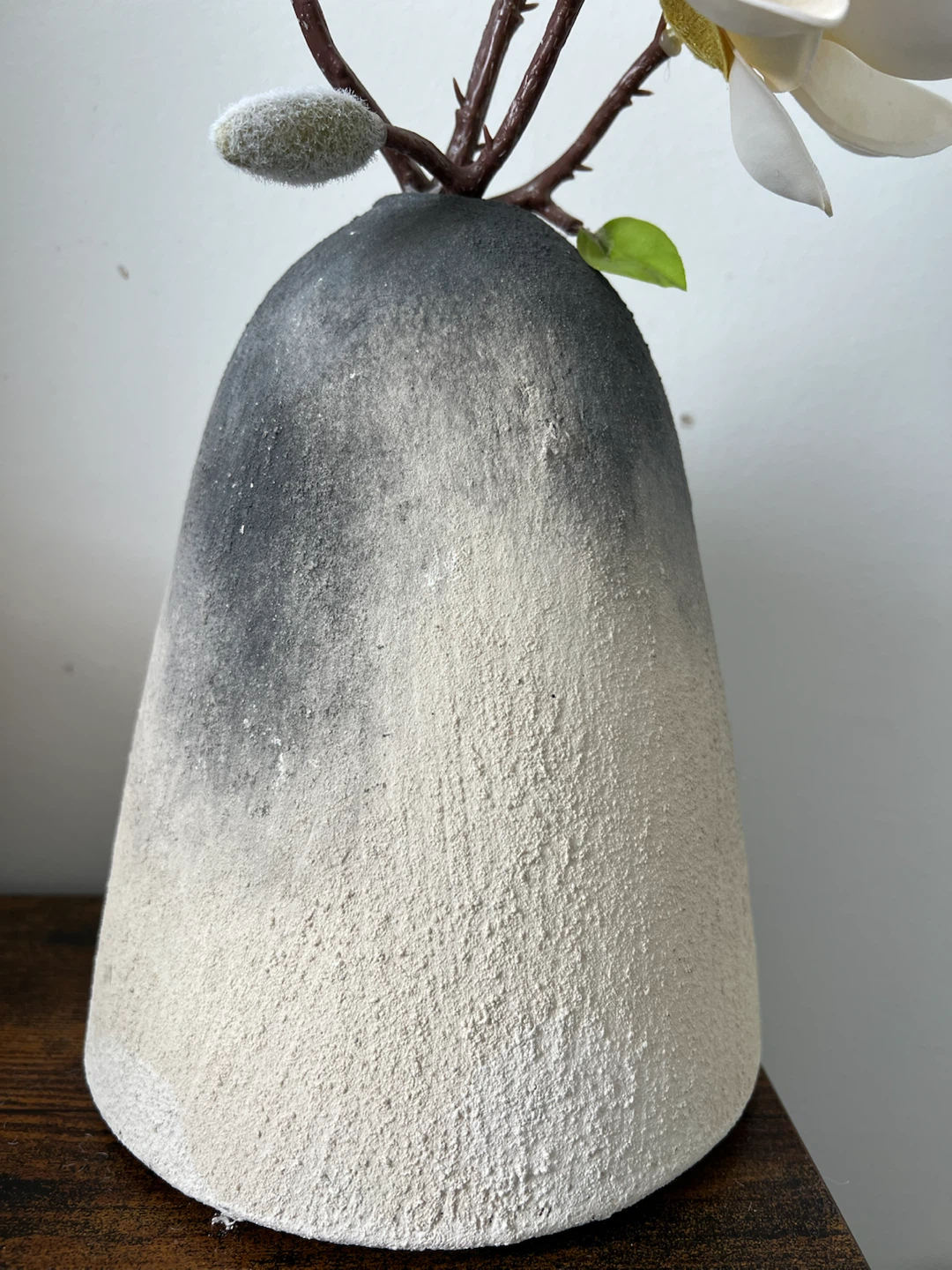 Faux Magnolia Flower Arrangement in Textured Vase - photo 3